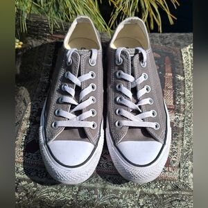 Gray Canvas Sneakers with White Laces